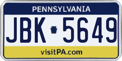 PA license plate JBK5649