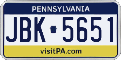PA license plate JBK5651