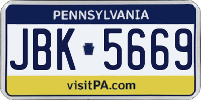 PA license plate JBK5669