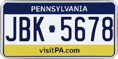 PA license plate JBK5678