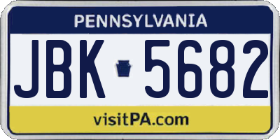 PA license plate JBK5682