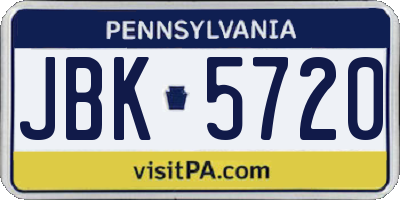 PA license plate JBK5720