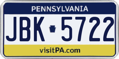 PA license plate JBK5722