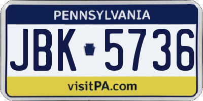 PA license plate JBK5736