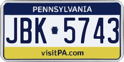 PA license plate JBK5743
