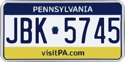 PA license plate JBK5745