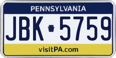 PA license plate JBK5759