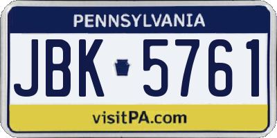 PA license plate JBK5761