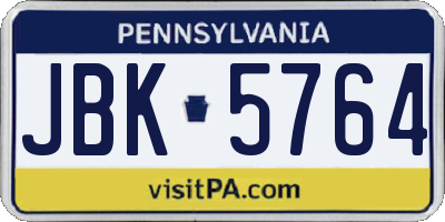 PA license plate JBK5764