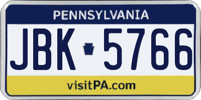 PA license plate JBK5766