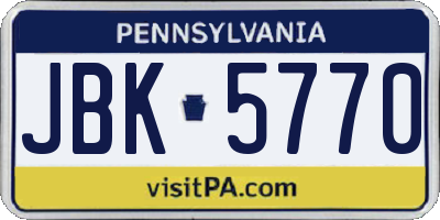 PA license plate JBK5770