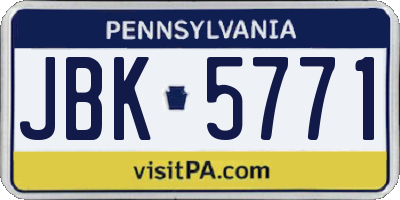 PA license plate JBK5771