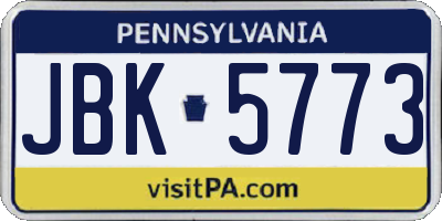 PA license plate JBK5773