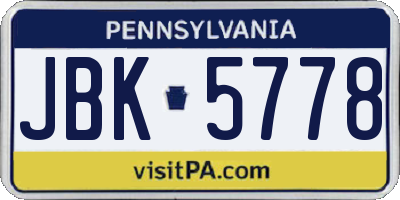 PA license plate JBK5778