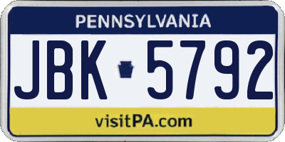 PA license plate JBK5792