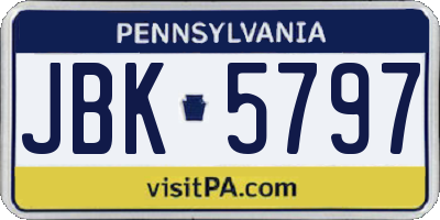 PA license plate JBK5797