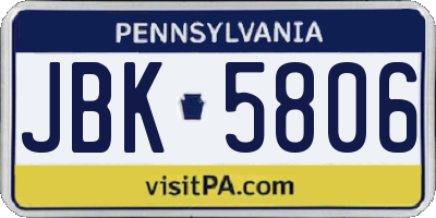 PA license plate JBK5806
