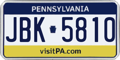 PA license plate JBK5810