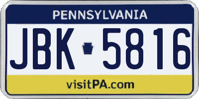 PA license plate JBK5816