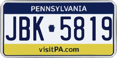 PA license plate JBK5819