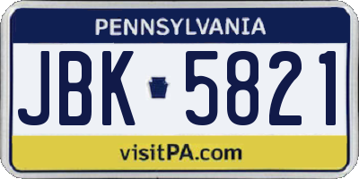 PA license plate JBK5821