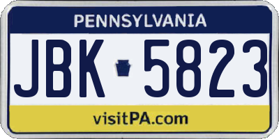 PA license plate JBK5823