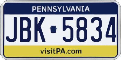 PA license plate JBK5834