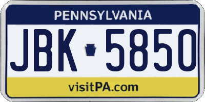 PA license plate JBK5850