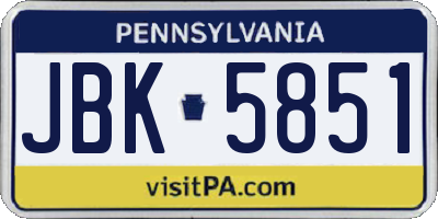 PA license plate JBK5851