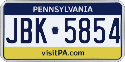 PA license plate JBK5854