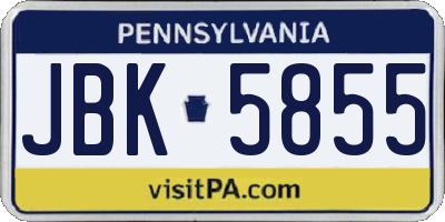 PA license plate JBK5855