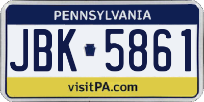 PA license plate JBK5861