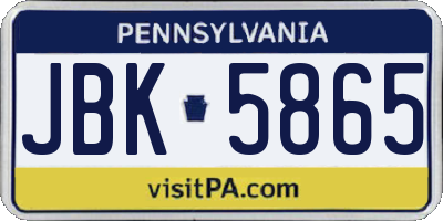PA license plate JBK5865