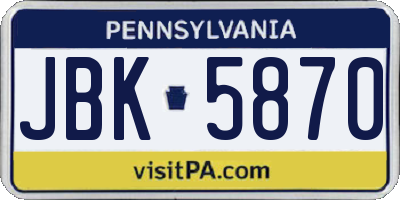 PA license plate JBK5870