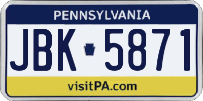 PA license plate JBK5871