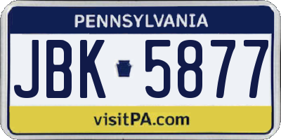 PA license plate JBK5877