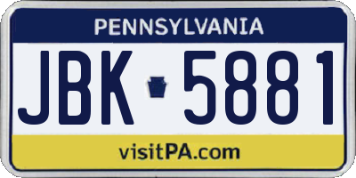 PA license plate JBK5881