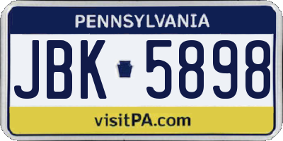 PA license plate JBK5898