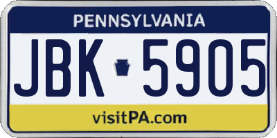 PA license plate JBK5905