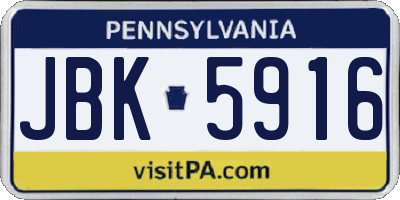 PA license plate JBK5916