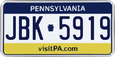 PA license plate JBK5919