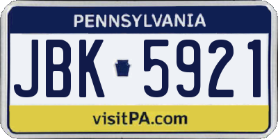 PA license plate JBK5921