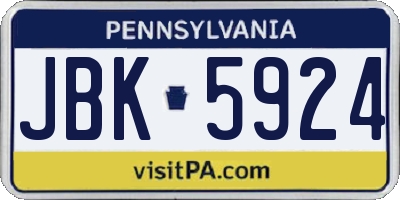 PA license plate JBK5924