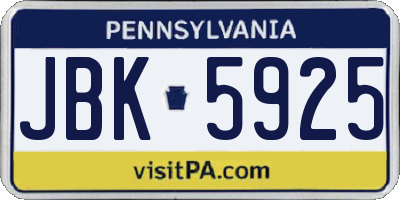 PA license plate JBK5925