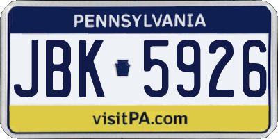 PA license plate JBK5926