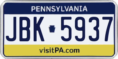 PA license plate JBK5937