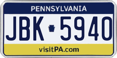 PA license plate JBK5940