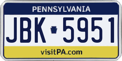 PA license plate JBK5951