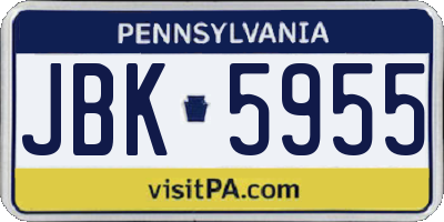 PA license plate JBK5955