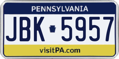PA license plate JBK5957